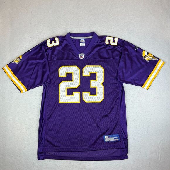 Mens Reebok NFL MN Vikings #23 Purple Michael Bennett Signed Jersey Size Large‎